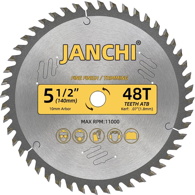 Jianchi 3Pack Combo 5-1/2 Inch 24T&36T&48T Woodworking Saw Blades 10mm Arbor, Thin Kerf ATB Carbide Teeth, Compatible with Corded/Cordless Dewalt, Milwaukee M12, Ryobi, Craftsman CMCS505 And Similar Trim Saws - Image 2